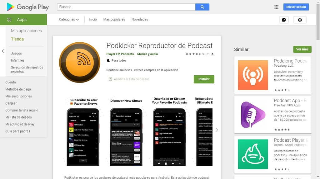 Aplicación Podkicker