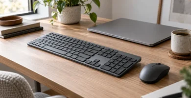 Comparativa de los mejores teclados de oficina sobre una mesa de trabajo