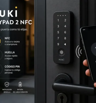 Nuki Keypad 2 NFC en puerta abrir con NFC, huella o código PIN