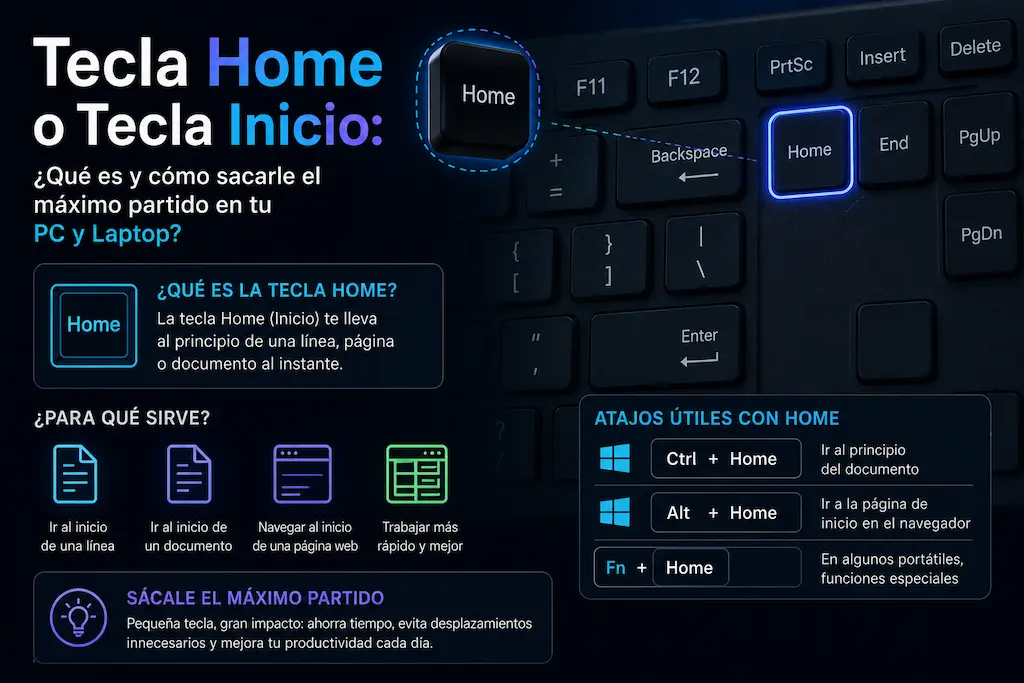 Tecla Home (Inicio) en teclado de PC para ir al principio