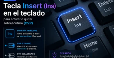 Tecla Insert (Ins) en el teclado para activar o quitar sobrescritura (OVR)