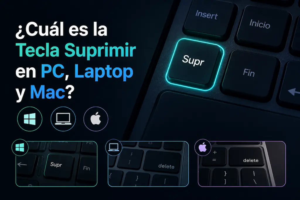 Tecla Supr (Del) en un teclado de PC borrar a la derecha