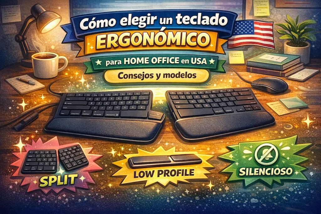 Teclado ergonómico split con reposamuñecas para home office en USA