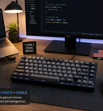 Teclado mecánico TKL para programar en escritorio con laptop y monitor en USA