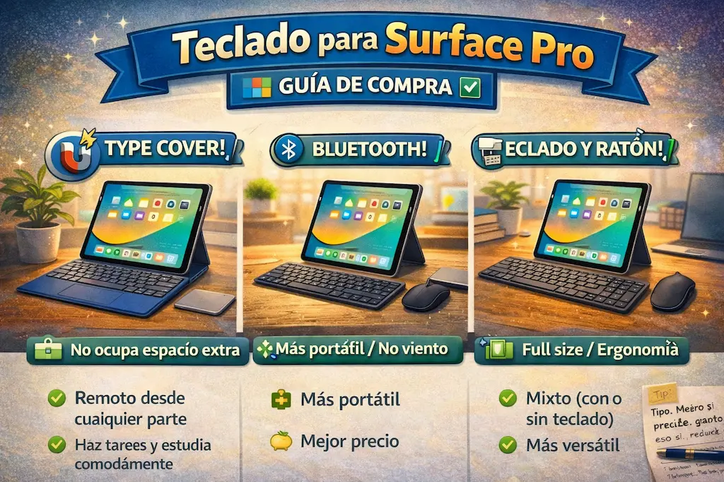 Teclado para Surface Pro con trackpad para trabajo remoto y estudio en USA