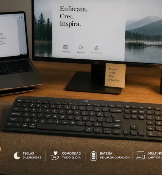 Teclado silencioso y cómodo para escritores y creadores en home office (laptop + monitor)