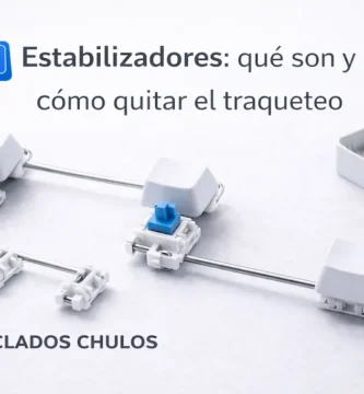 Estabilizadores de teclado mecánico en tecla grande (Space/Enter) para reducir el traqueteo (rattle)