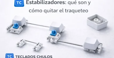 Estabilizadores de teclado mecánico en tecla grande (Space/Enter) para reducir el traqueteo (rattle)