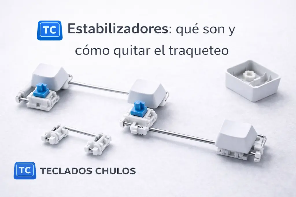 Estabilizadores de teclado mecánico en tecla grande (Space/Enter) para reducir el traqueteo (rattle)